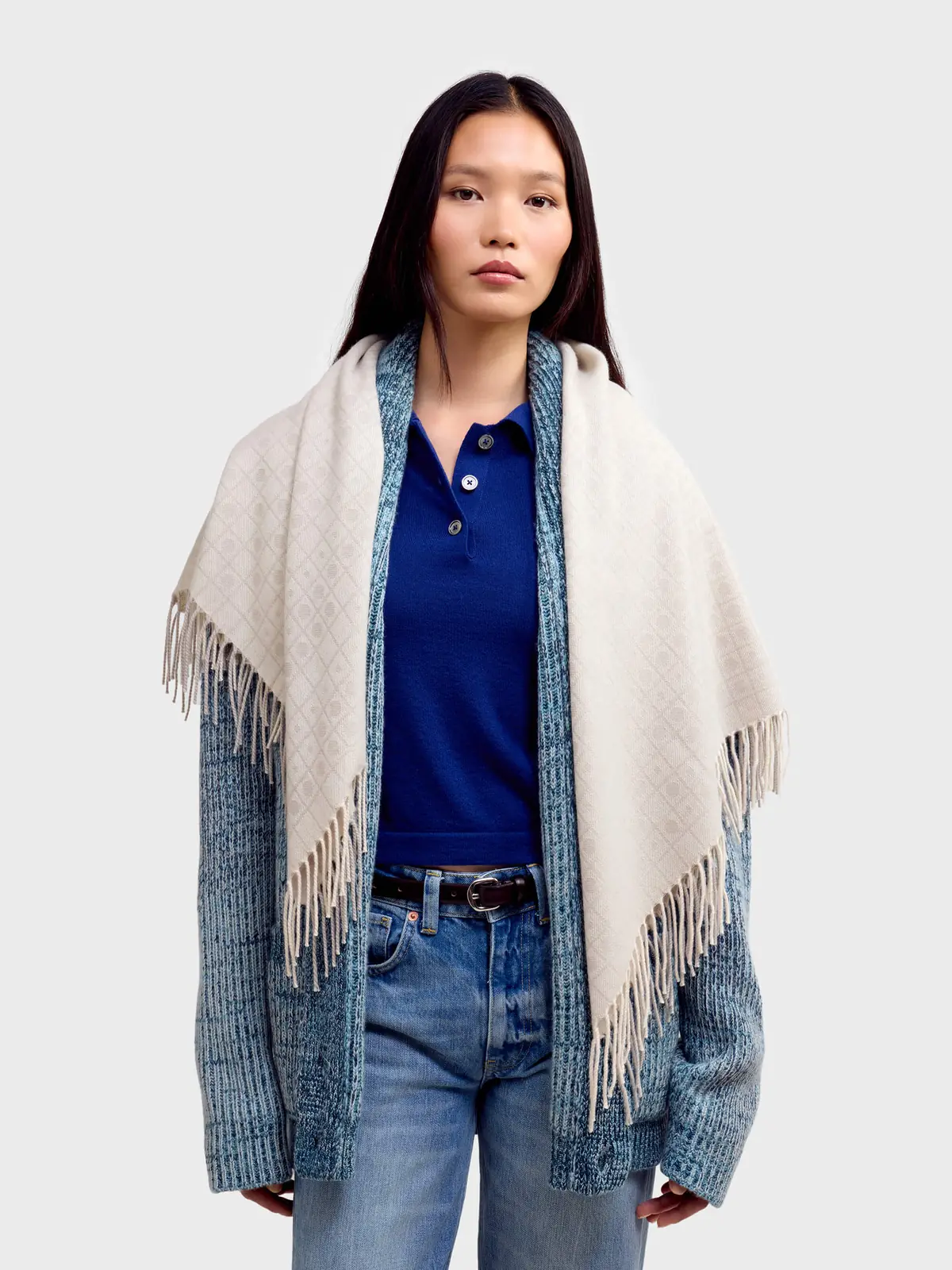 Begg x Co Causeyside cashmere stole, White/Silver