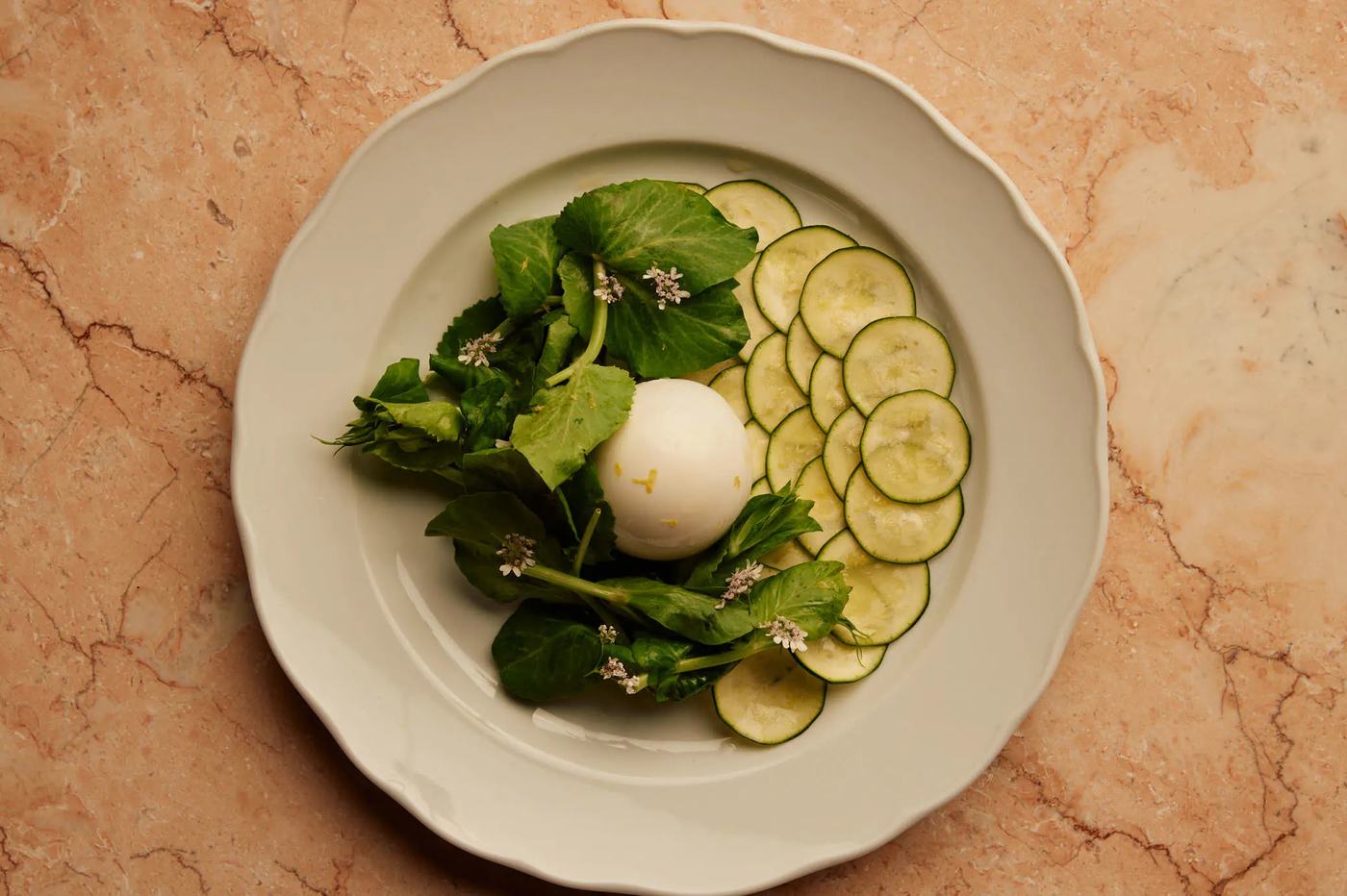 Zucchini carpaccio with burrata