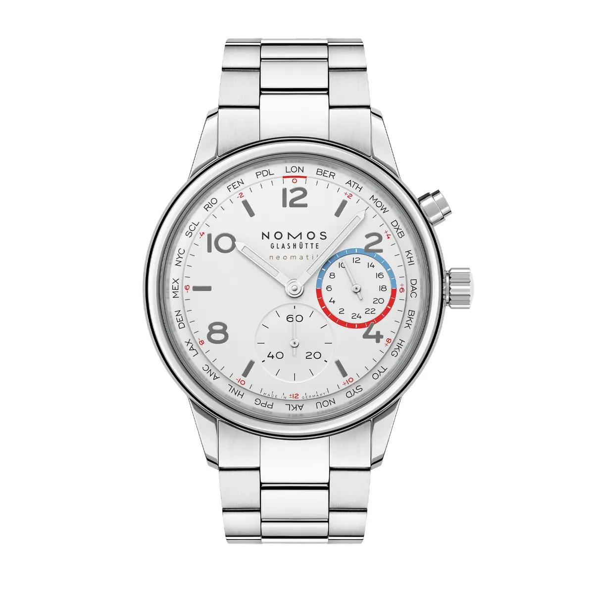 NOMOS Glashütte Club Sport neomatik Worldtimer, white (Ref. 792)