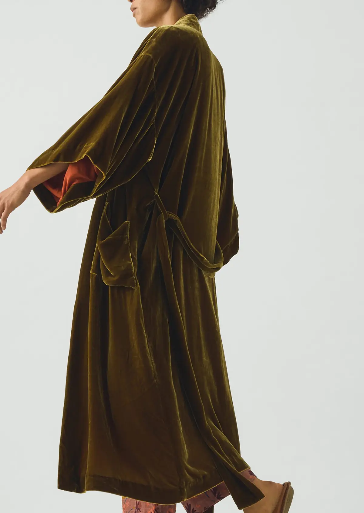 Toast Silk Velvet Gown, Golden Olive, photo 4