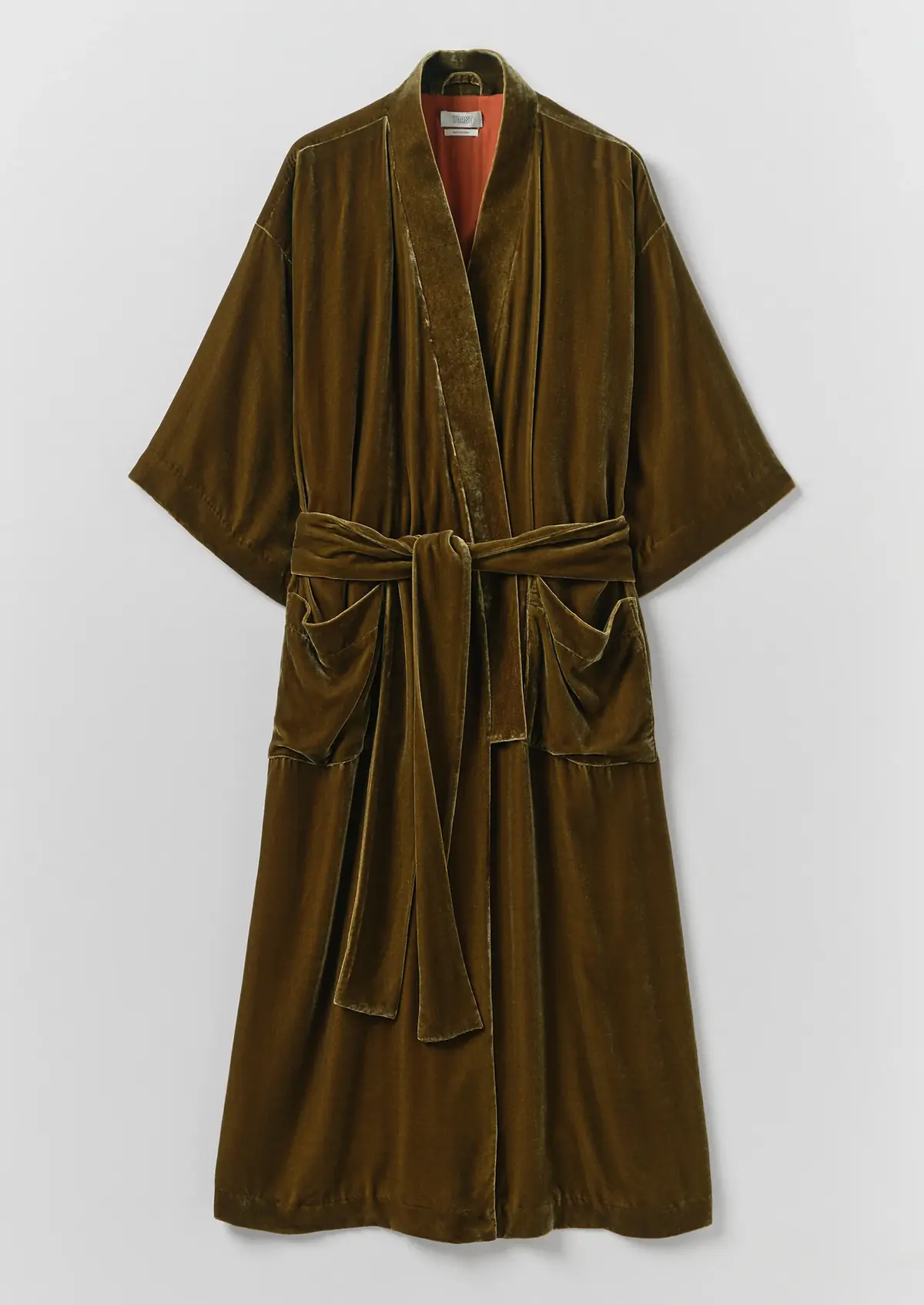 Toast Silk Velvet Gown, Golden Olive, photo 2