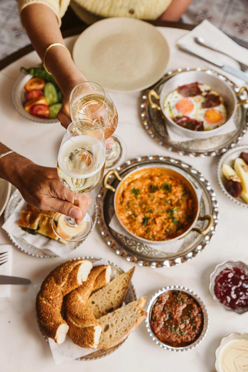 Menemen and börek at weekend brunch