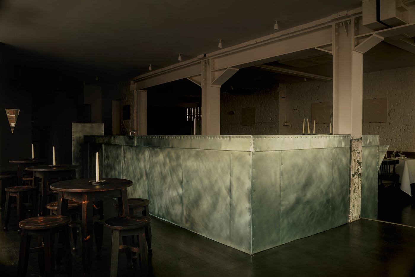 Lawrence Andrew Chalk's studded zinc bar